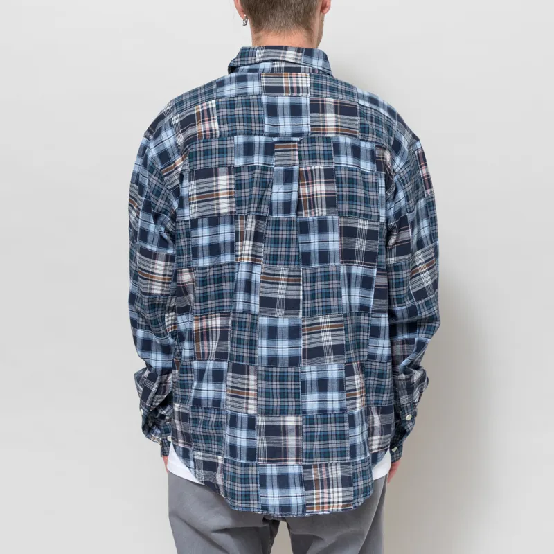 Cafe Mountain Patchwork Check Heritage Shirt Blues-2