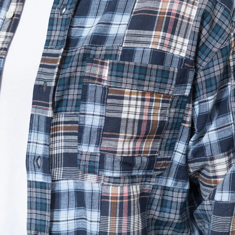 Cafe Mountain Patchwork Check Heritage Shirt Blues-4