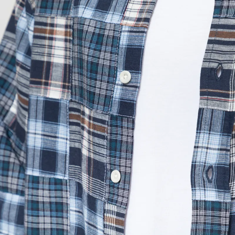 Cafe Mountain Patchwork Check Heritage Shirt Blues-5