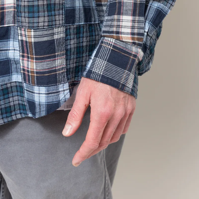 Cafe Mountain Patchwork Check Heritage Shirt Blues-6