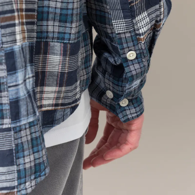 Cafe Mountain Patchwork Check Heritage Shirt Blues-7