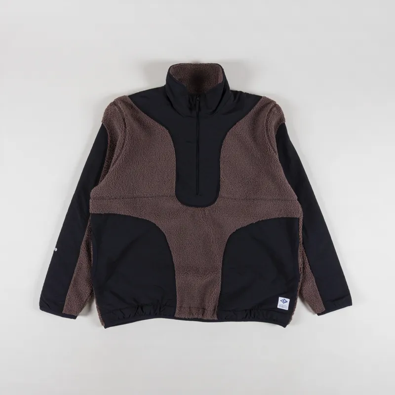 SCRT Mens Portal Fleece Insulated Jacket Brown Black