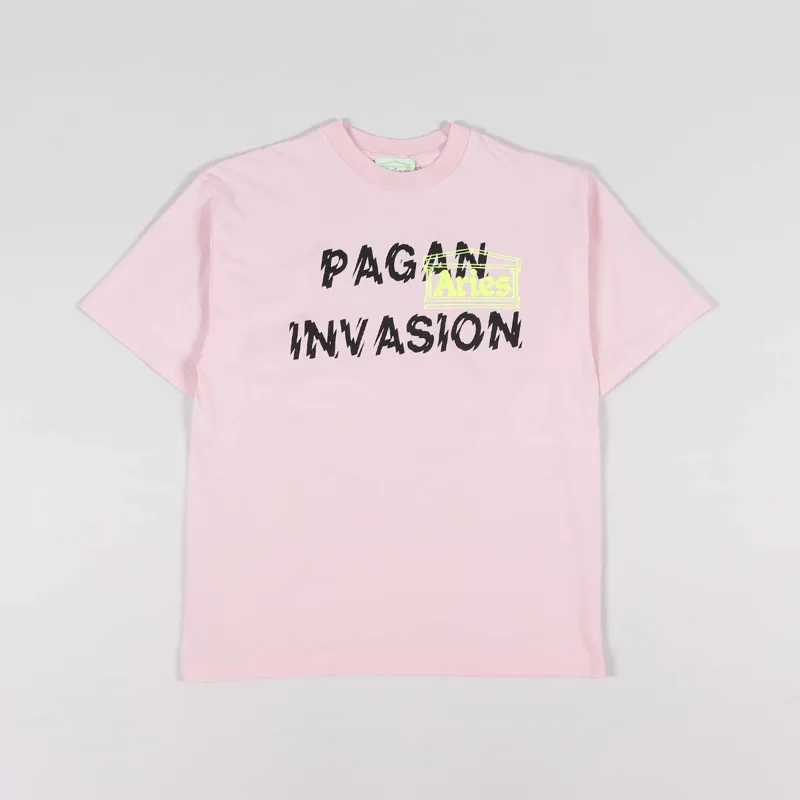 Aries Pagan Invasion T Shirt Pink