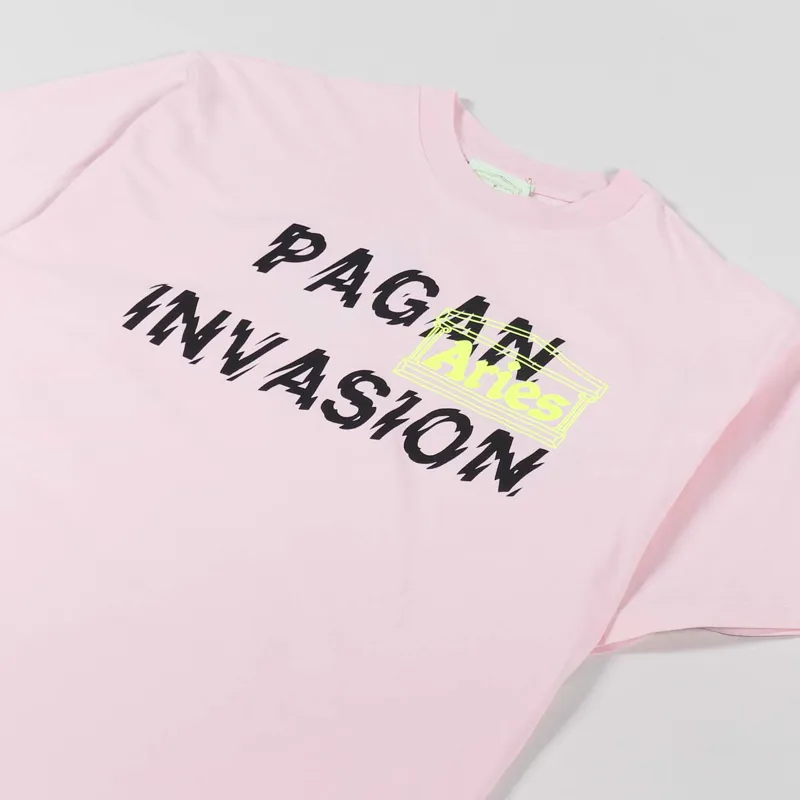 Aries Pagan Invasion T Shirt Pink-2