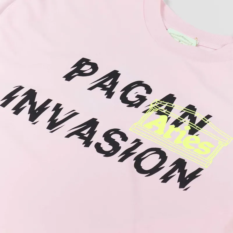 Aries Pagan Invasion T Shirt Pink-1