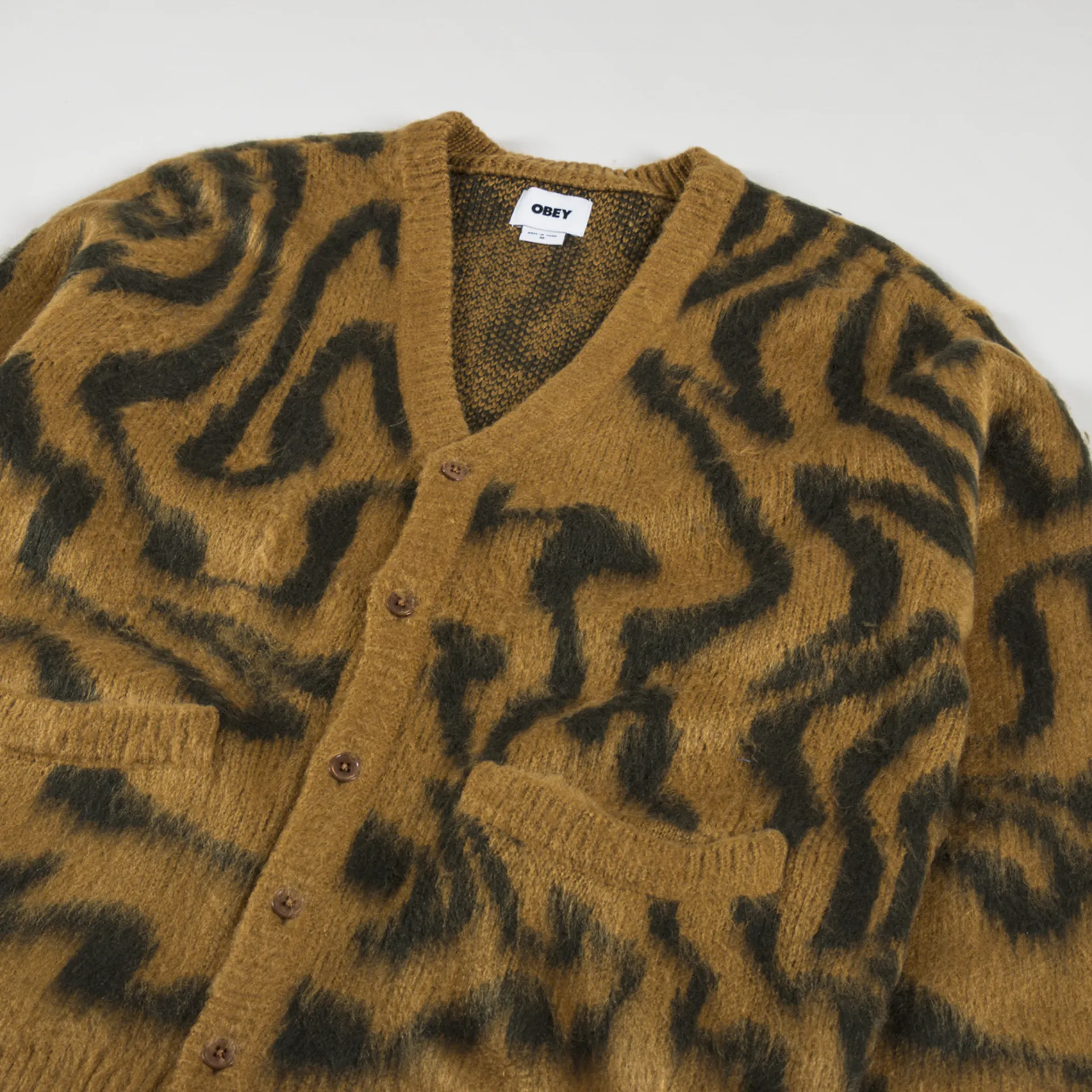 Obey Pally Cardigan Catechu Wood Multi