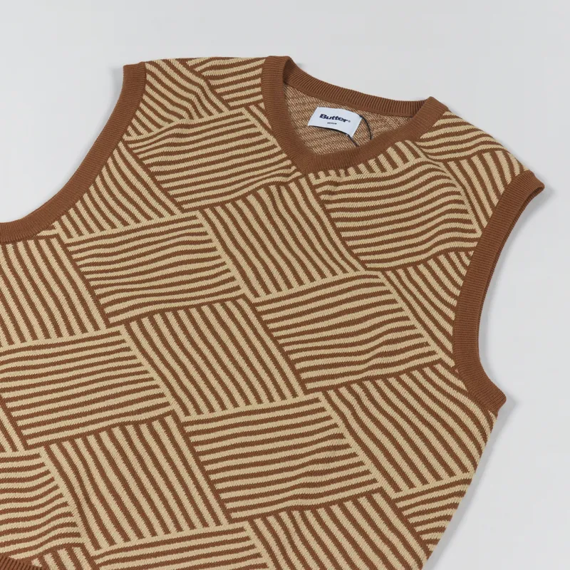 Butter Goods Parquet Knit Vest Brown Tan-2