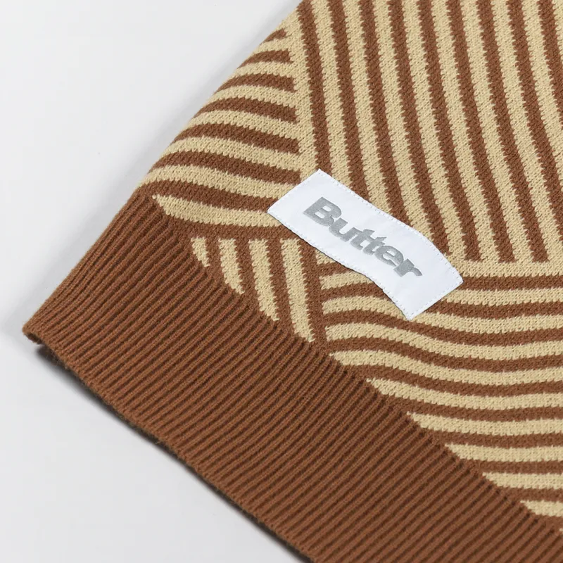 Butter Goods Parquet Knit Vest Brown Tan-4