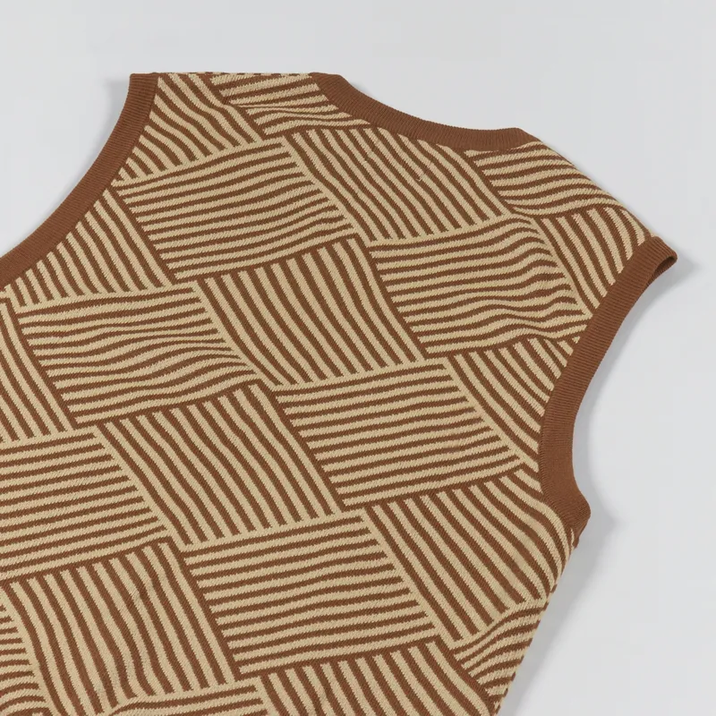 Butter Goods Parquet Knit Vest Brown Tan-3