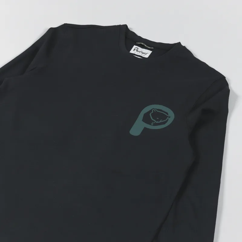 Penfield P Bear Trail Back Graphic Long Sleeve T Shirt Black-3