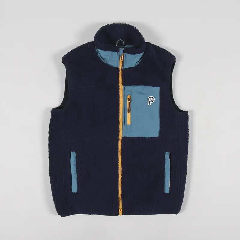 Penfield P Bear Colour Block Borg Gilet Navy Blazer