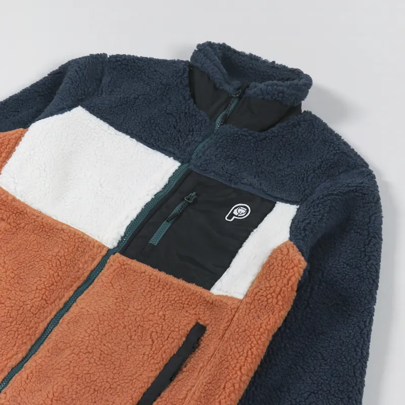Penfield P Bear Colour Block Borg Jacket Blue Wing Teal-3