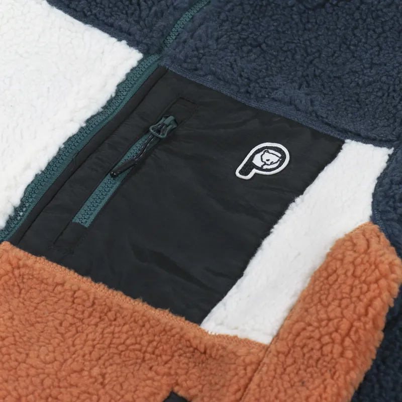 Penfield P Bear Colour Block Borg Jacket Blue Wing Teal-7