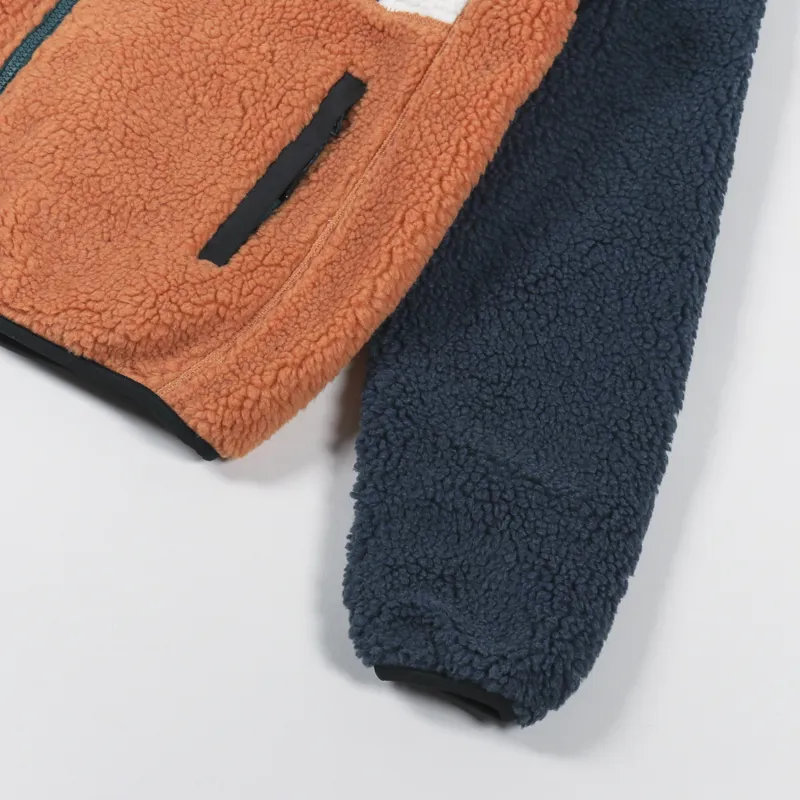 Penfield P Bear Colour Block Borg Jacket Blue Wing Teal-6