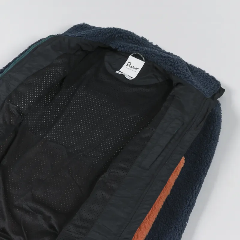 Penfield P Bear Colour Block Borg Jacket Blue Wing Teal-4