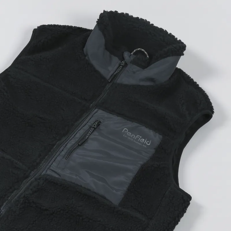 Penfield P Bear Outdoor Borg Gilet Black-2