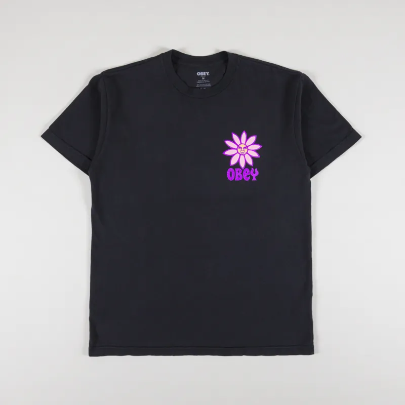 Obey Peace Flower T Shirt Faded Black-1