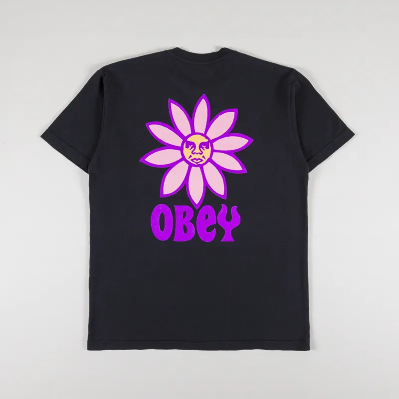 Obey Peace Flower T Shirt Faded Black