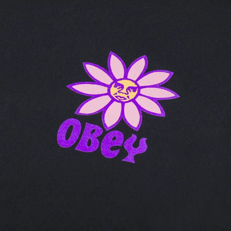 Obey Peace Flower T Shirt Faded Black-5
