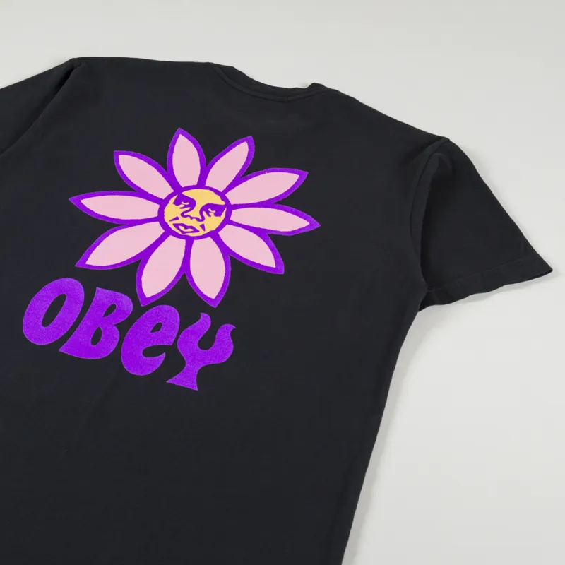 Obey Peace Flower T Shirt Faded Black-2