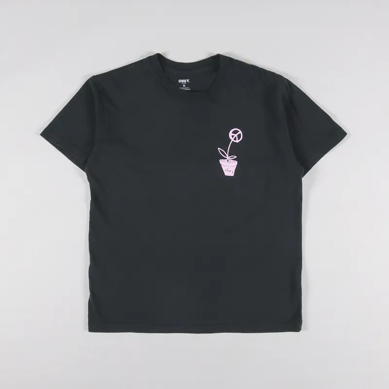 Obey Peace Flower T Shirt Faded Black-1