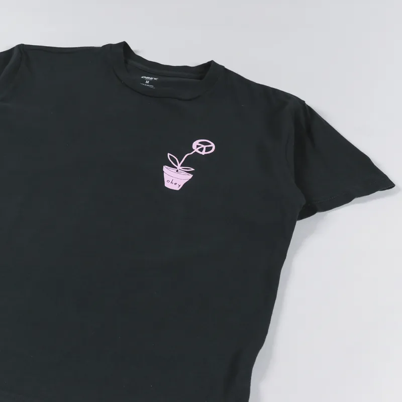 Obey Peace Flower T Shirt Faded Black-3