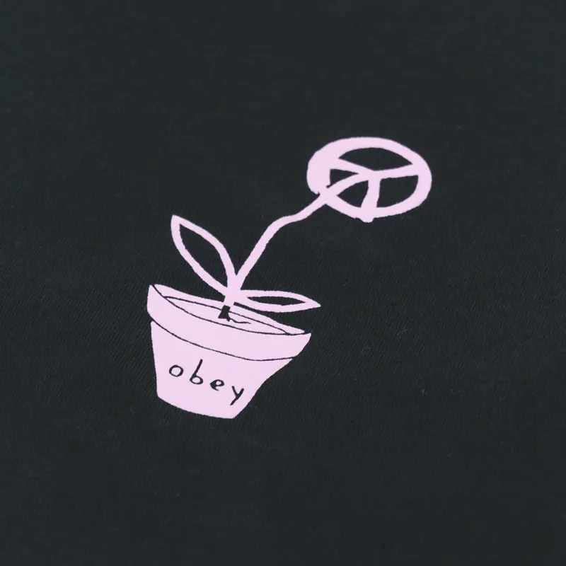 Obey Peace Flower T Shirt Faded Black-5