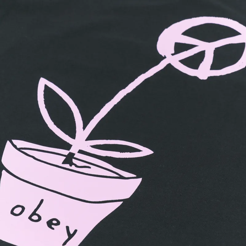 Obey Peace Flower T Shirt Faded Black-4
