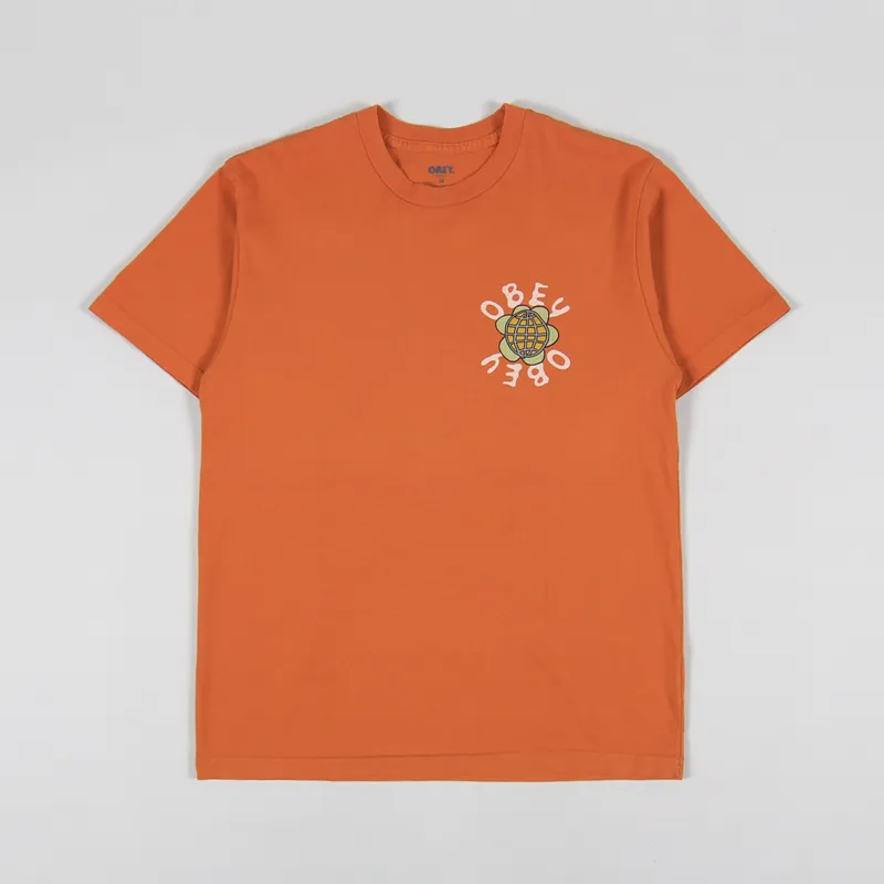 Obey Peace Flower T Shirt Orange Oxide-1
