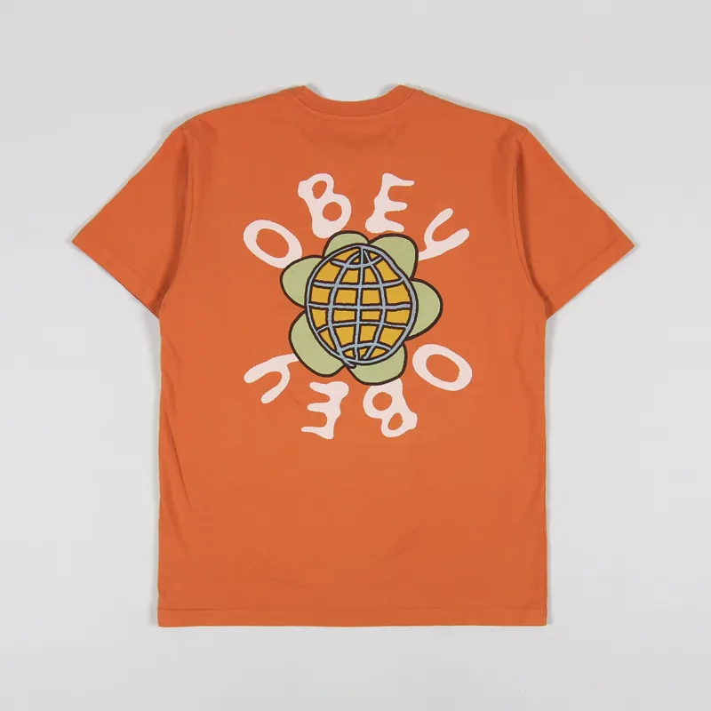 Obey Peace Flower T Shirt Orange Oxide