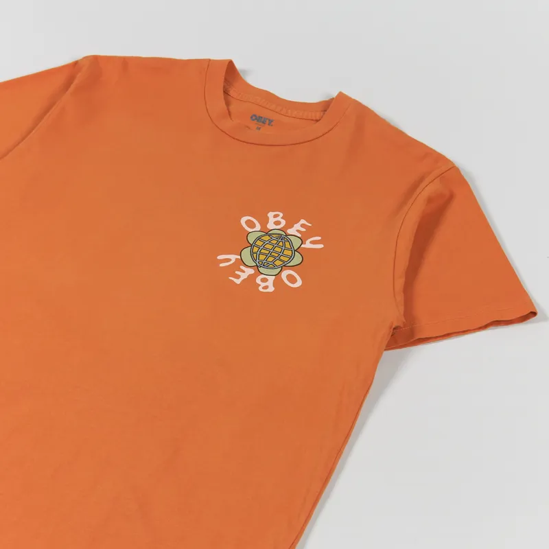 Obey Peace Flower T Shirt Orange Oxide-3