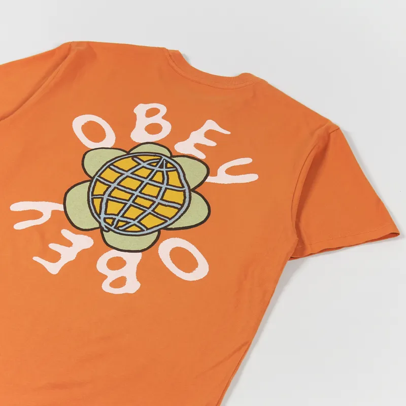 Obey Peace Flower T Shirt Orange Oxide-2