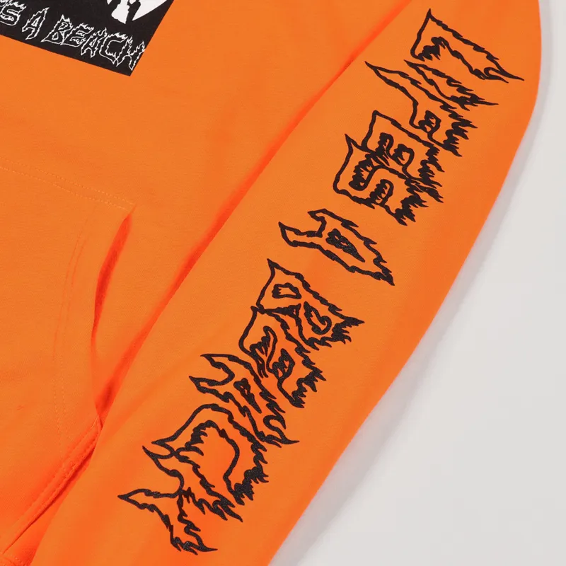 Lifes A Beach Peace Man Hoodie Orange-6
