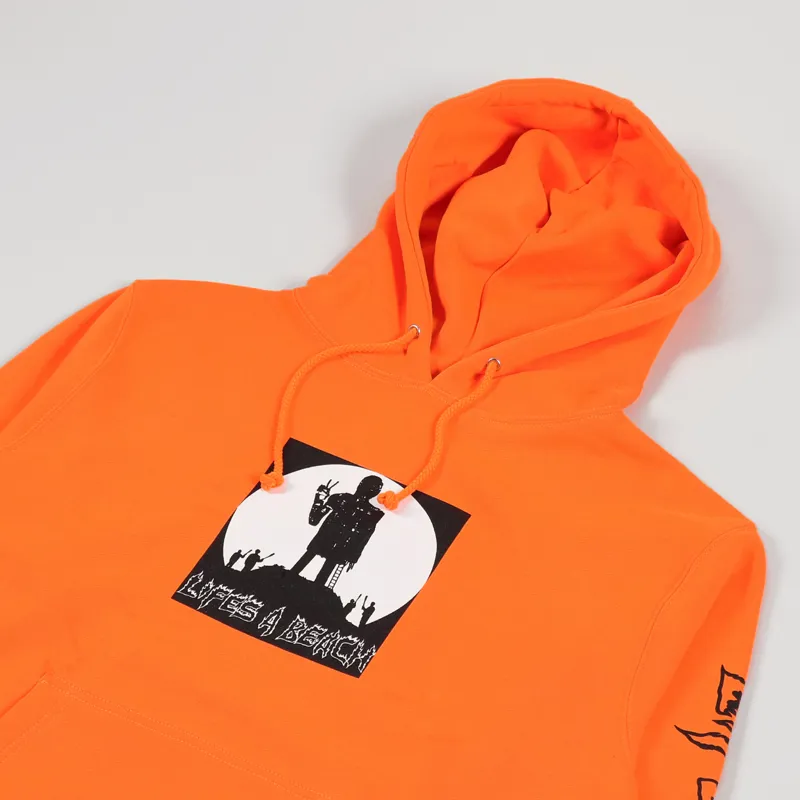 Lifes A Beach Peace Man Hoodie Orange-2