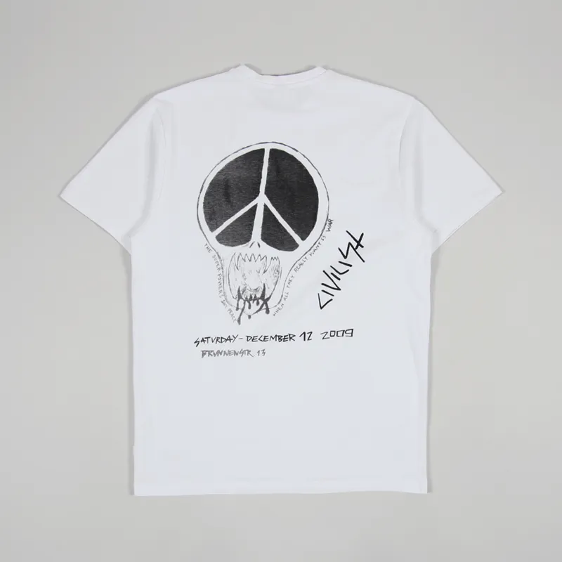 Civilist Peace Skull T Shirt White