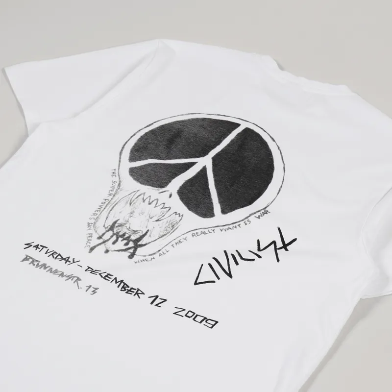 Civilist Peace Skull T Shirt White-2