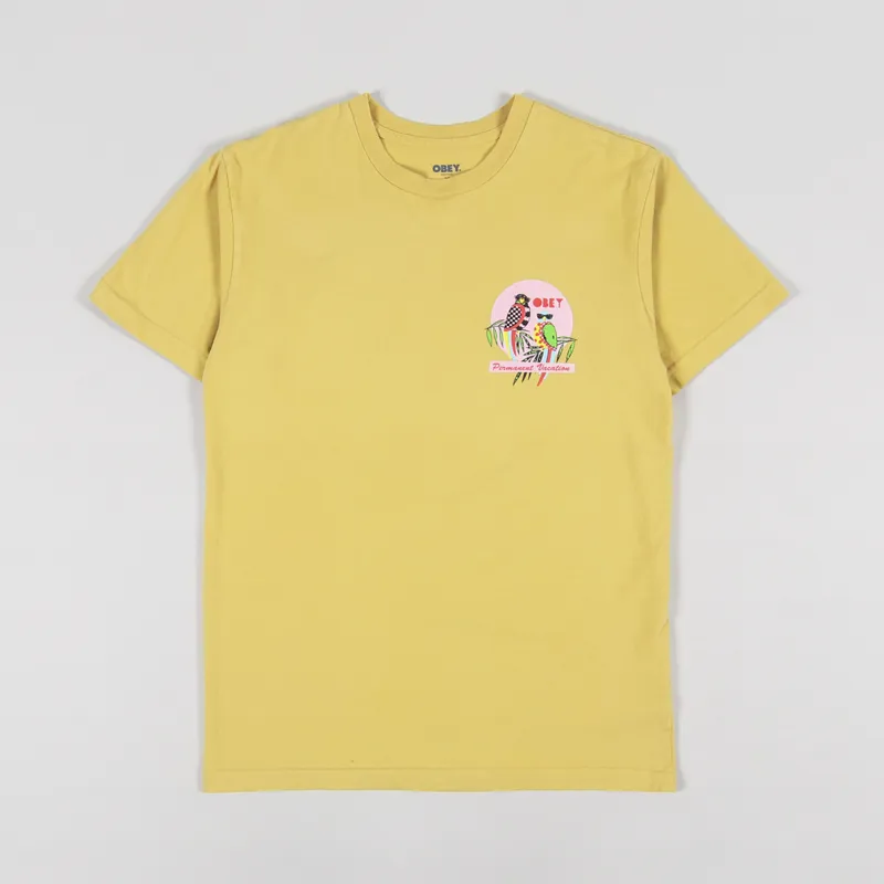 Obey Permanent Vacation T Shirt Gold Harvest-1