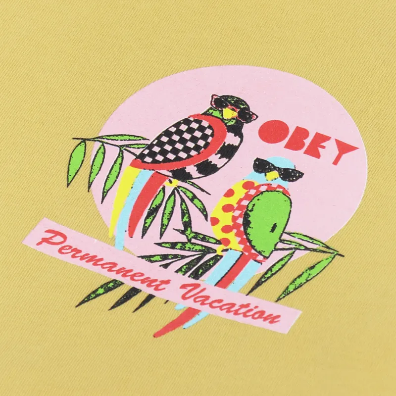 Obey Permanent Vacation T Shirt Gold Harvest-5
