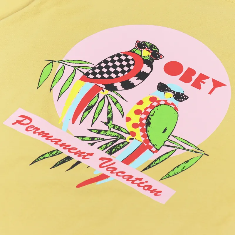 Obey Permanent Vacation T Shirt Gold Harvest-4