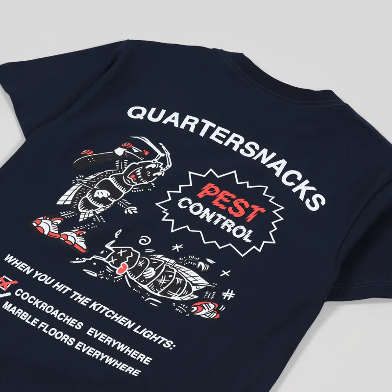 Quartersnacks Pest Control T Shirt Navy-2