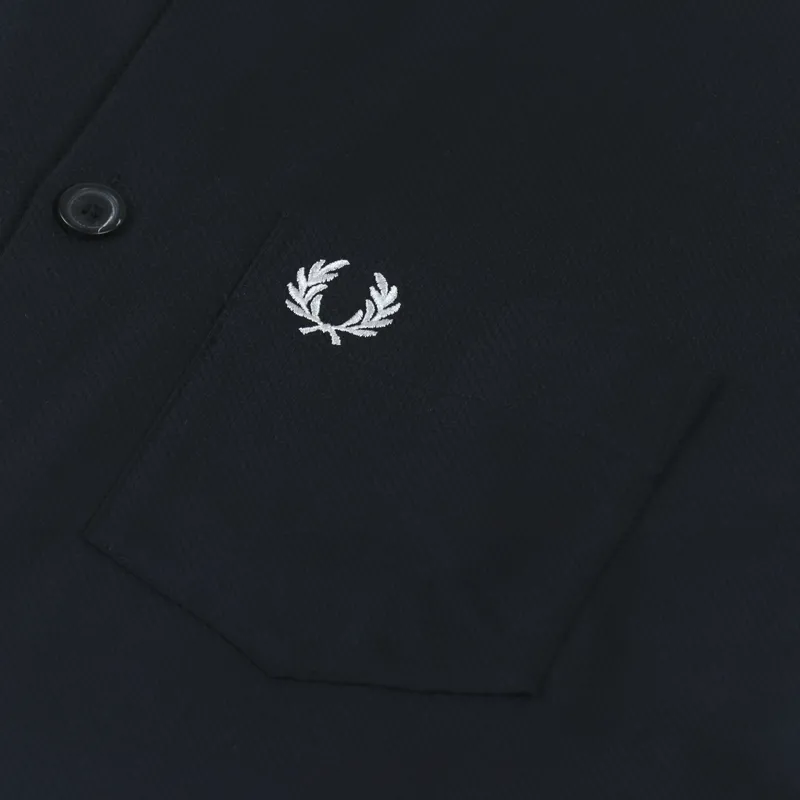 Fred Perry Pique Panel Long Sleeve Shirt Navy-5