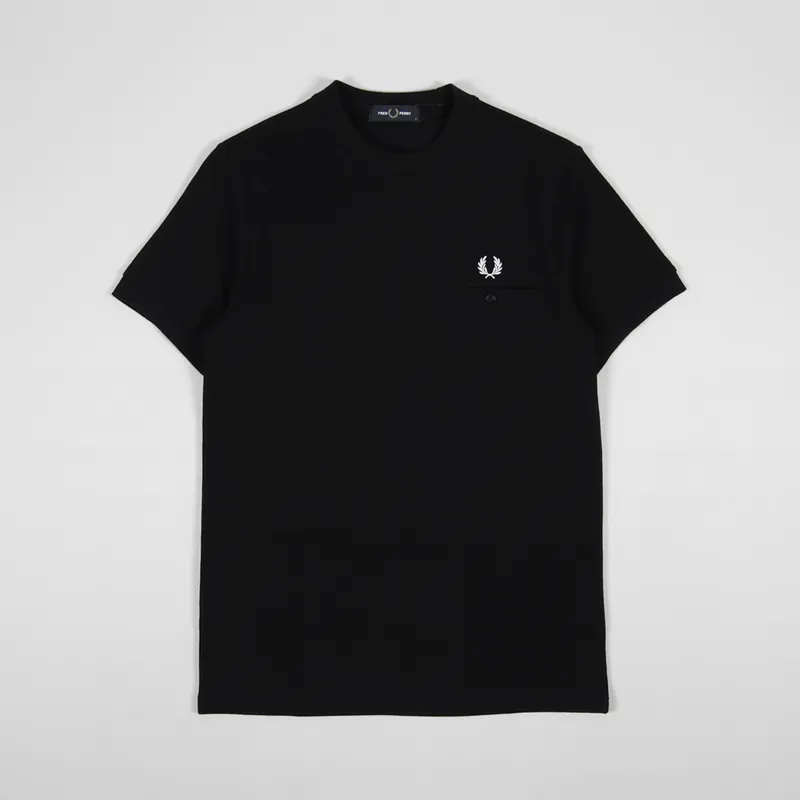 Fred Perry Mens SS Chest Pocket Detail Pique T Shirt Black
