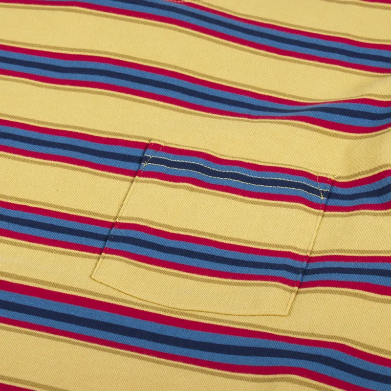 Beams Plus Multi Horizontal Striped Pocket T Shirt Mustard-5