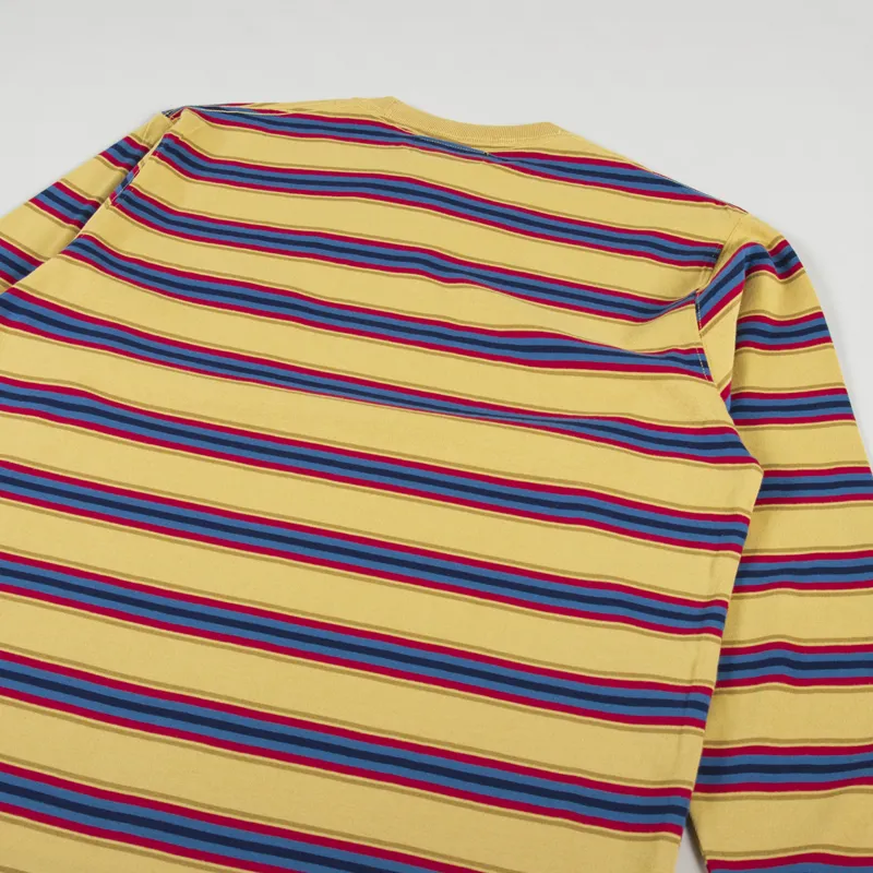 Beams Plus Multi Horizontal Striped Pocket T Shirt Mustard-3