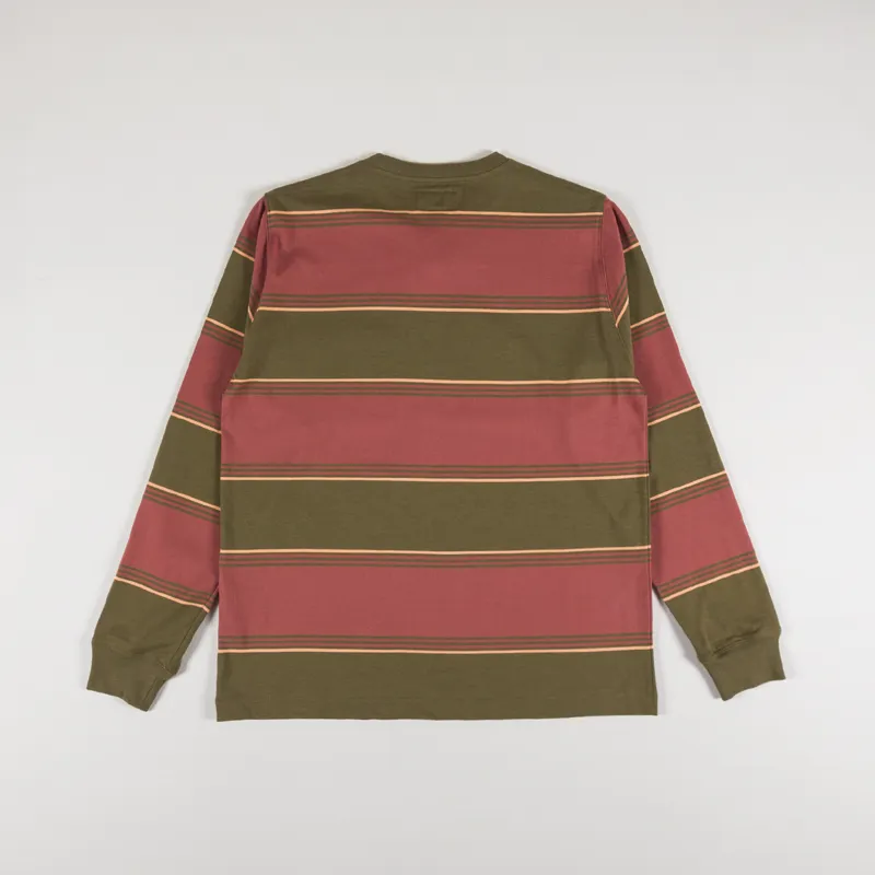 Beams Plus Multi Horizontal Striped Pocket T Shirt Olive-1