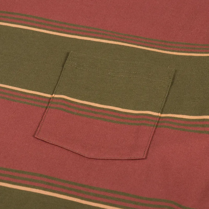 Beams Plus Multi Horizontal Striped Pocket T Shirt Olive-4