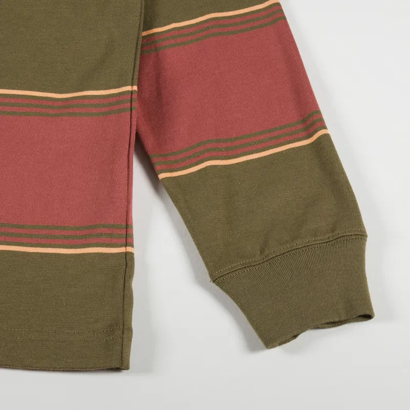 Beams Plus Multi Horizontal Striped Pocket T Shirt Olive-5