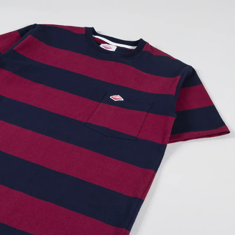 Battenwear Pocket Rugby T Shirt Navy Maroon Stripe-2