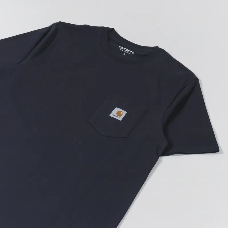 Carhartt WIP Mens Chest Pocket Logo SS T Shirt Dark Navy Blue