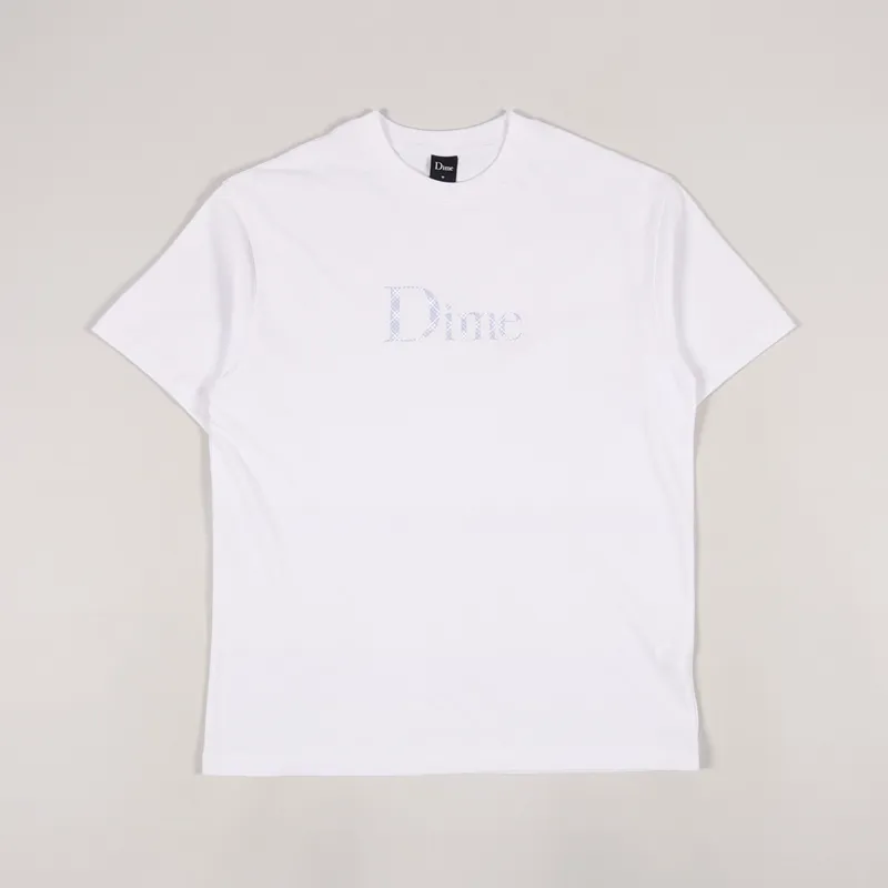 Dime MTL Mens Short Sleeve Classic Plaid Logo T Shirt White